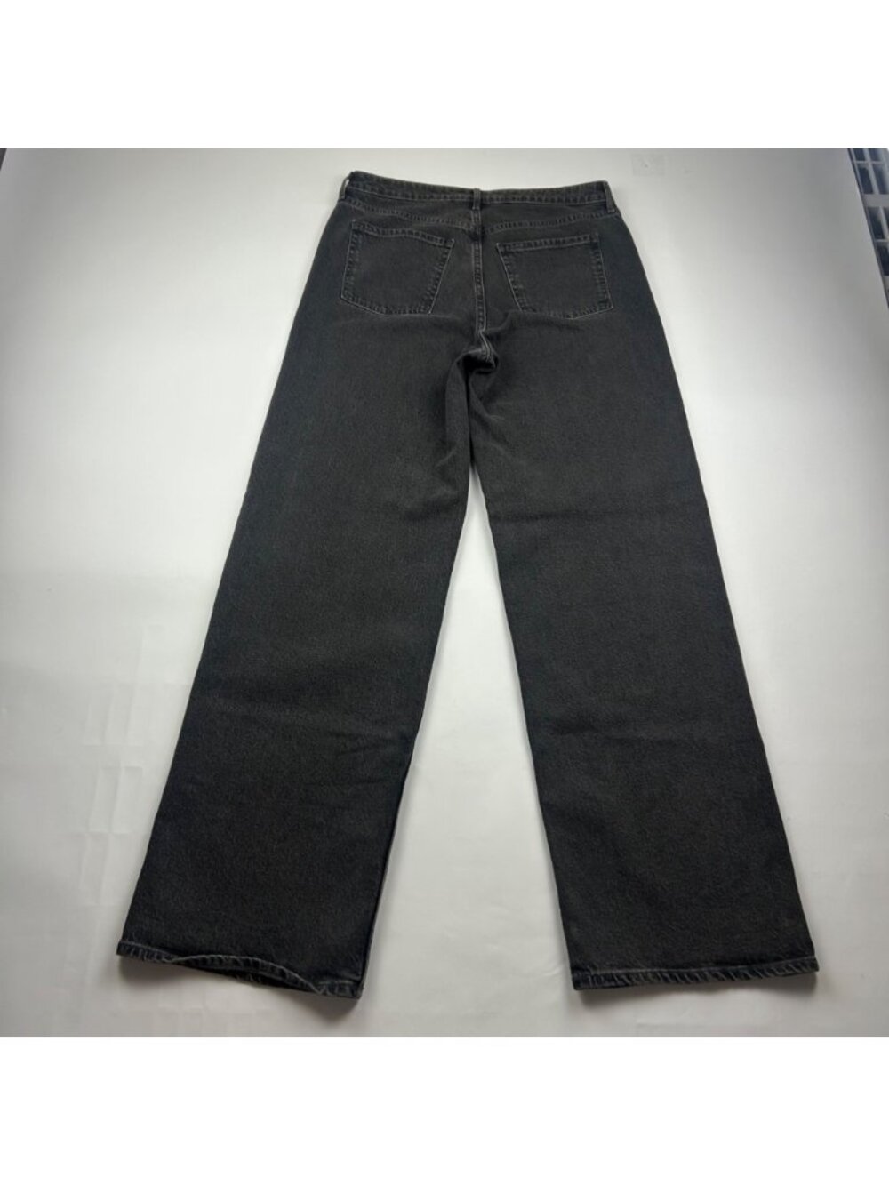 TALL Old Navy Washed Black Denim High Rise Wide Leg Jeans 10T - Picture 6 of 7